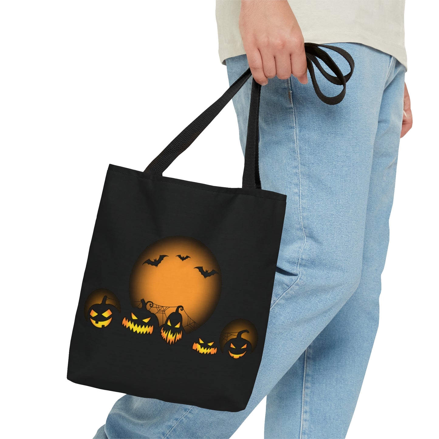 Spooky Jack O'Lanters Halloween Tote Bag | Kids Trick or Treat Candy Tote