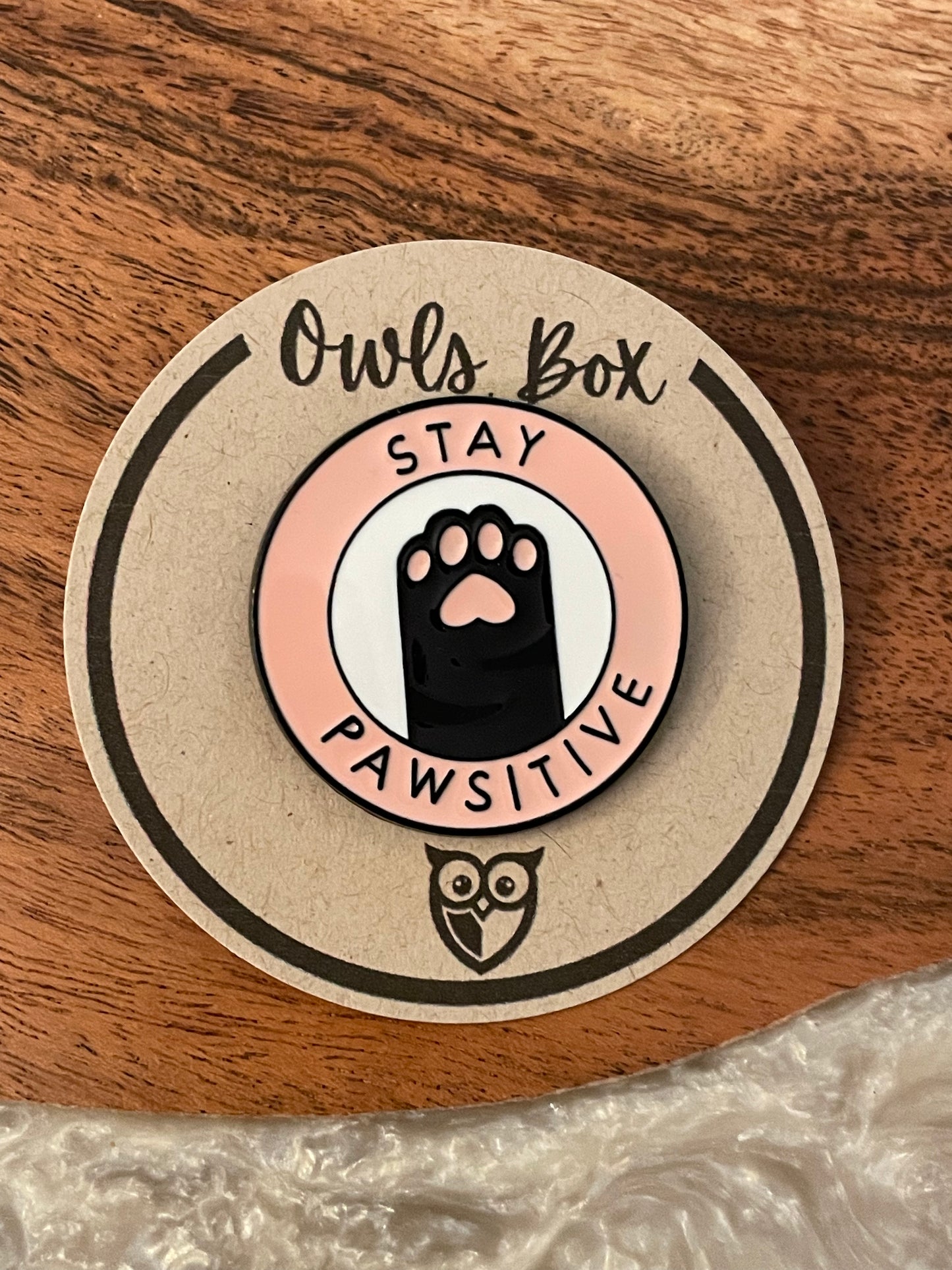 Stay Positive Enamel Pin, Stay Pawsitive Cute Cat Pin, Black Cat Backpack Pin
