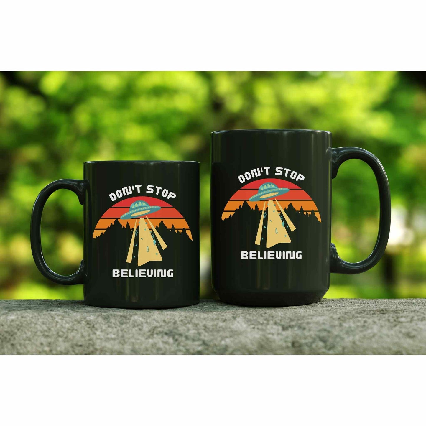 Alien Spaceship Black Coffee Mug | UFO Enthusiasts | Funny Conspiracy Theory Gift