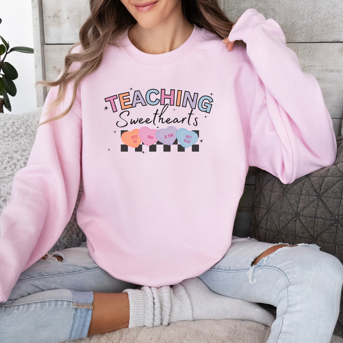 Valentines Day Teacher Sweatshirt, Teaching Sweethearts Teacher Shirts, Teacher Valentines Day Gift, Love Teacher Shirt, Conversation Heart Shirt