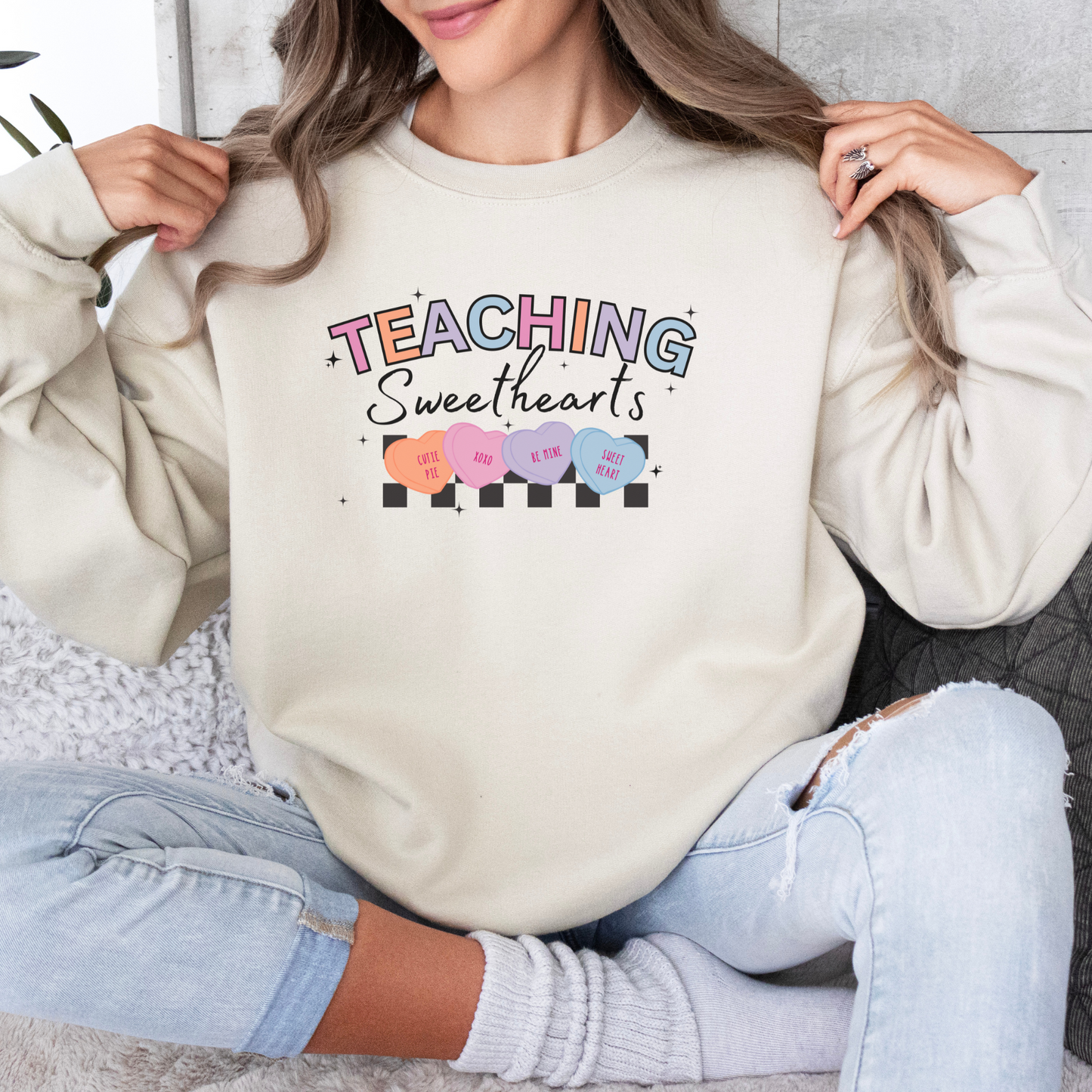 Valentines Day Teacher Sweatshirt, Teaching Sweethearts Teacher Shirts, Teacher Valentines Day Gift, Love Teacher Shirt, Conversation Heart Shirt