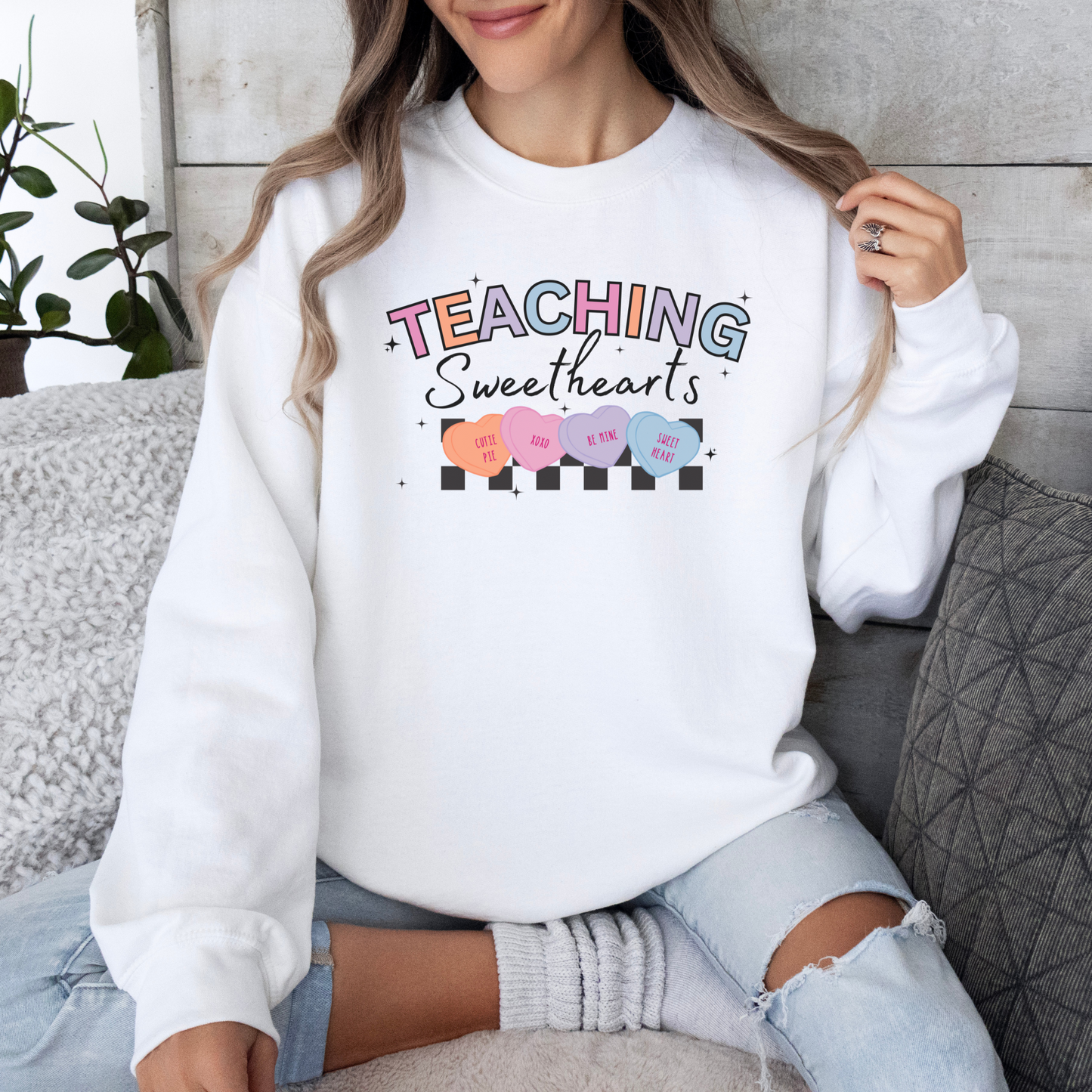 Valentines Day Teacher Sweatshirt, Teaching Sweethearts Teacher Shirts, Teacher Valentines Day Gift, Love Teacher Shirt, Conversation Heart Shirt