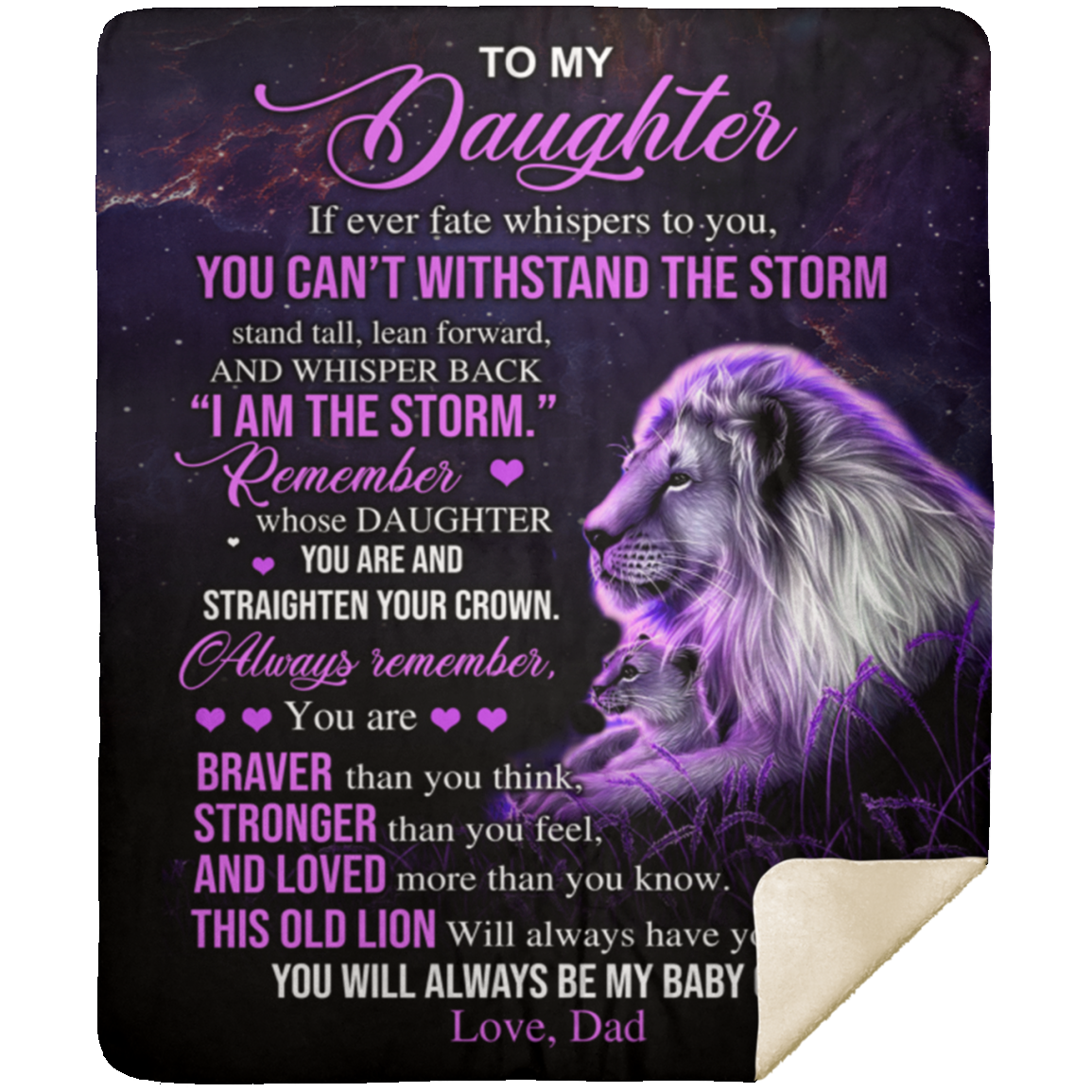To My Daughter - From Dad Premium Mink Sherpa Blanket 50x60