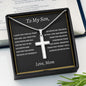 To My Son Cross Necklace | Gift from Mom | Stainless Steel Snake Chain