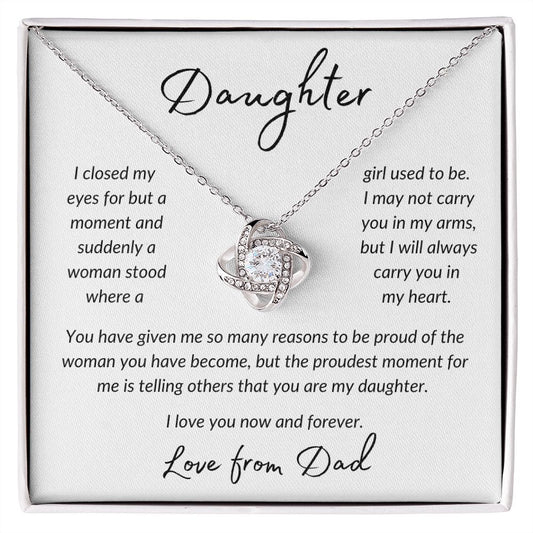 Daughter Now and Forever | Gift From Dad | Love Knot Necklace