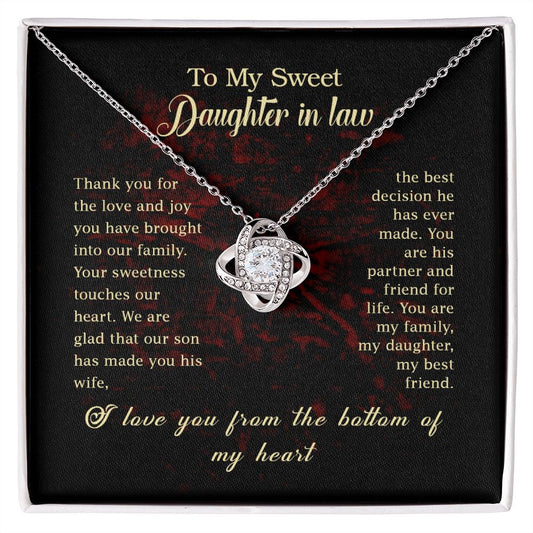 To My Daughter In Law | My Best Friend | Love Knot Necklace