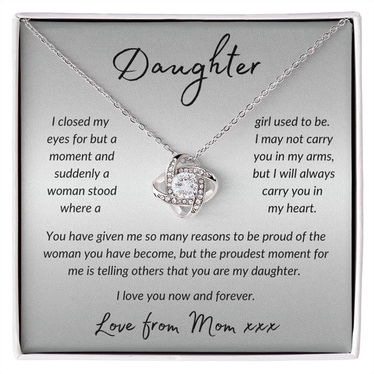 Daughter Love You Now and Forever | Gift From Mom | Love Knot Necklace