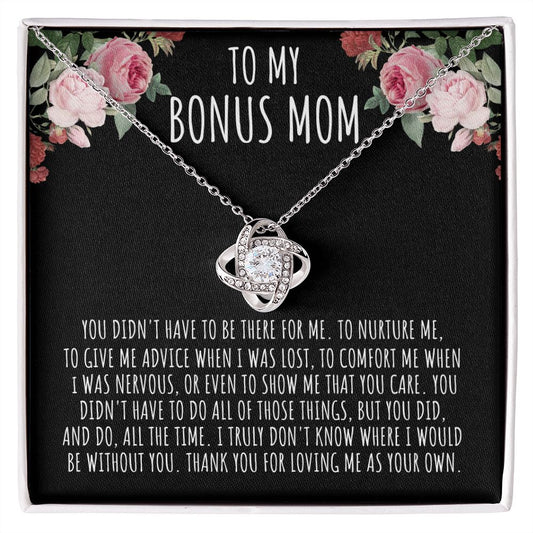 To My Bonus Mom - Thank You | Love Knot Necklace | Step Mom, Mother-In-Law, Mother-In-Love